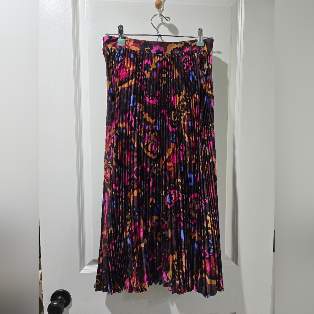 The Paisley Pleated Midi Skirt By Ann Taylor
